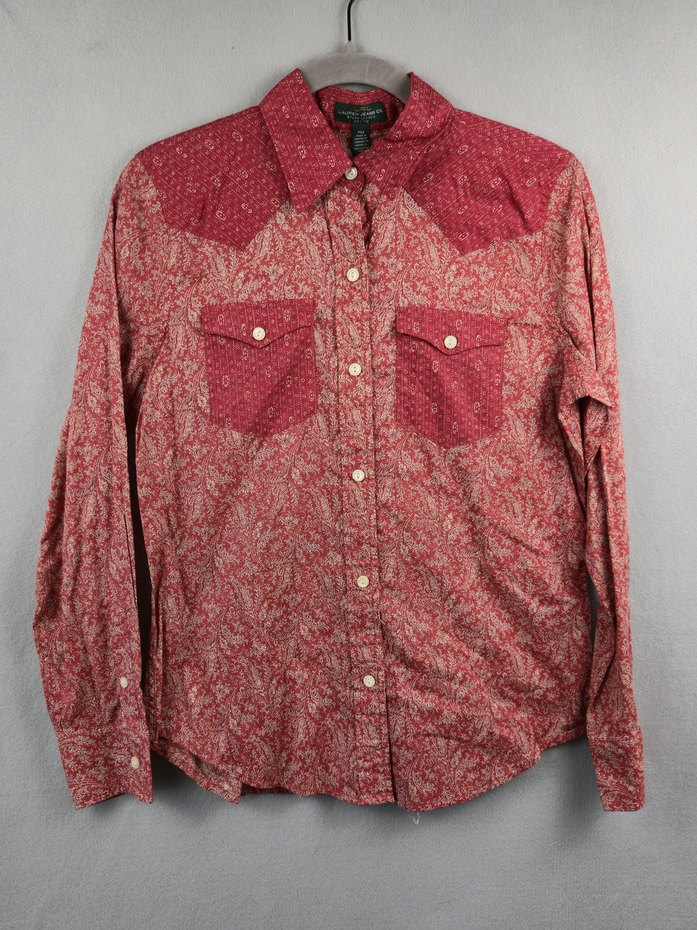Lauren Jeans Co. Ralph Lauren Red Paisley Western Shirt Petite PM